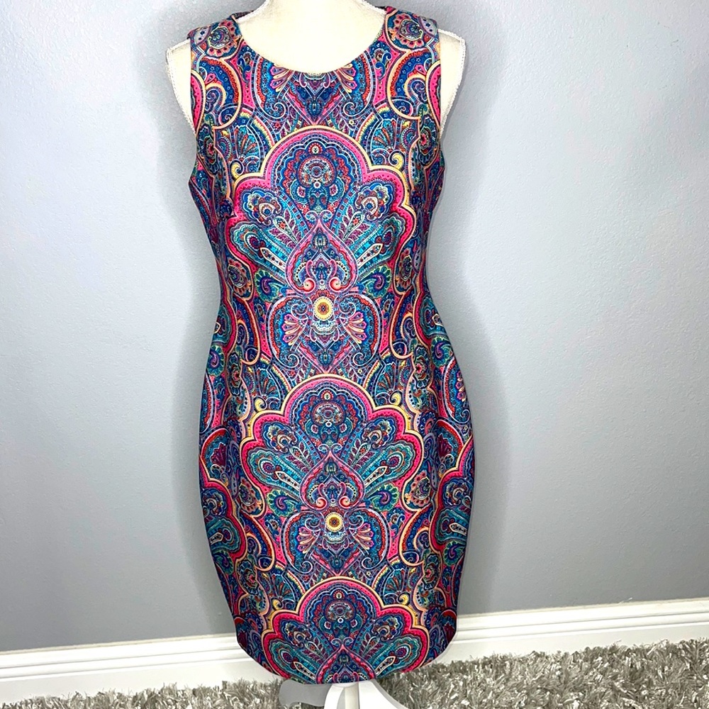 Tommy Hilfiger Paisley Print Scuba Sheath Dress Womens